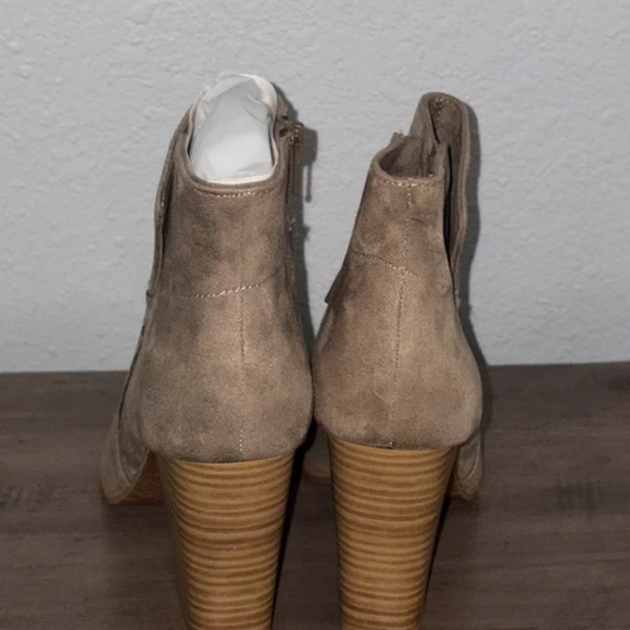 Melrose and Market Taupe Peep-Toe Block Heel Ankle Booties - Picture 3 of 5